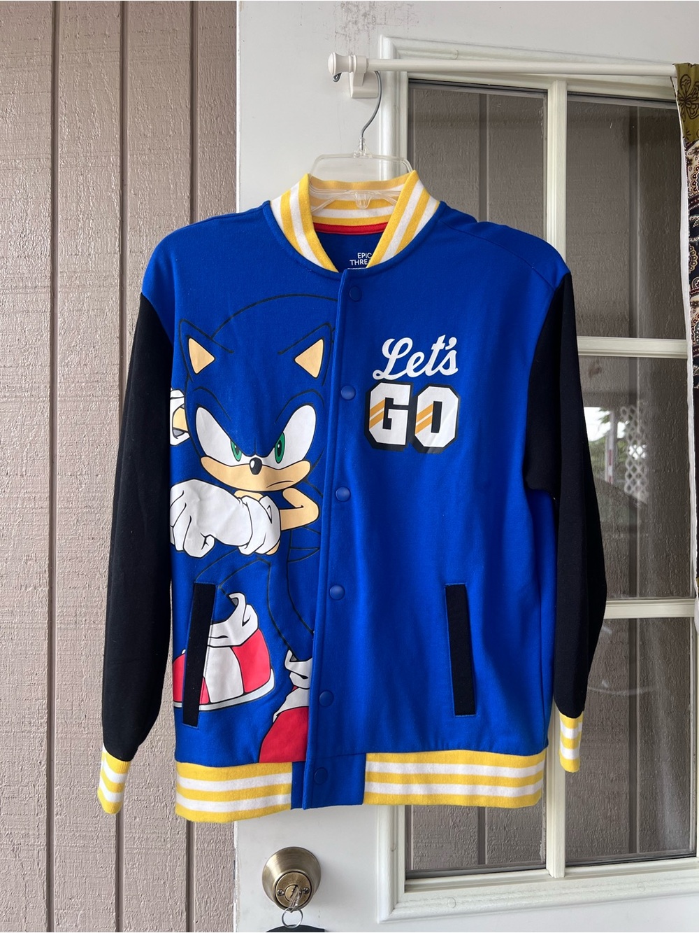 Youth Sonic the Hedgehog 'Let's Go' Blue Kids Varsity Jacket